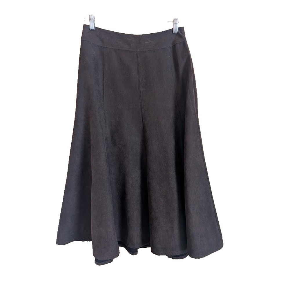 Faux Suede Maxi Skirt 8 Brown Western Cowgirl Flowy Boho Prairie Cottagecore